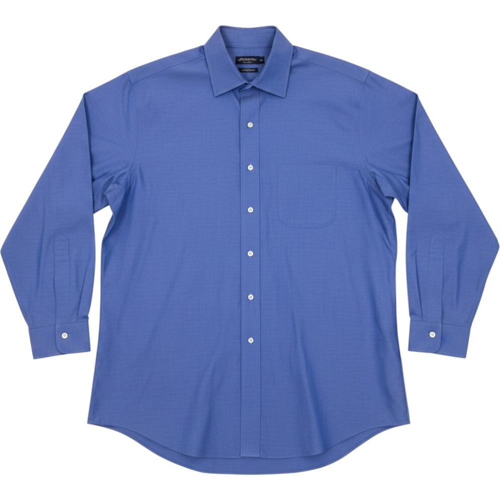 Brooks Brothers Mens 17-34 Slim Fit Non-Iron Cotton Dress Shirt Blue Long Sleeve